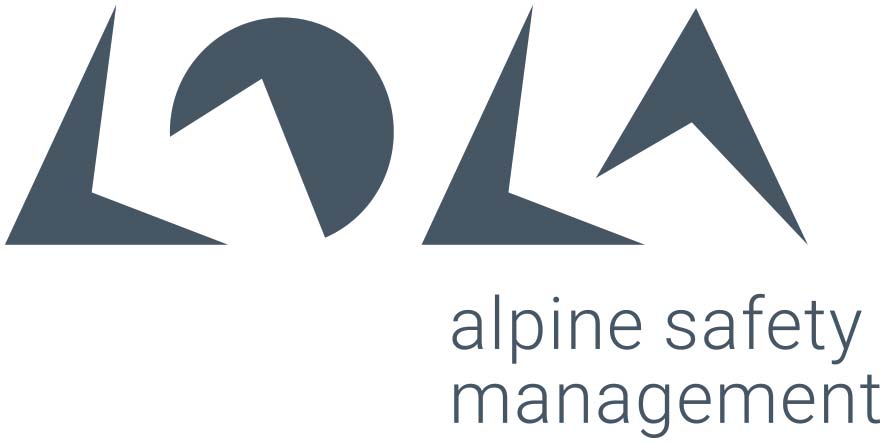 Logo mit Claim, 4c grau | LO.LA Alpine Safety Management
