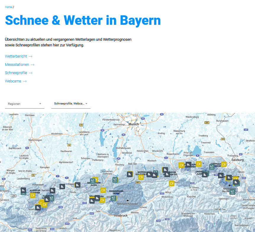 Screenshot Wetterstation der LWD Bayern Website | © LWD Bayern