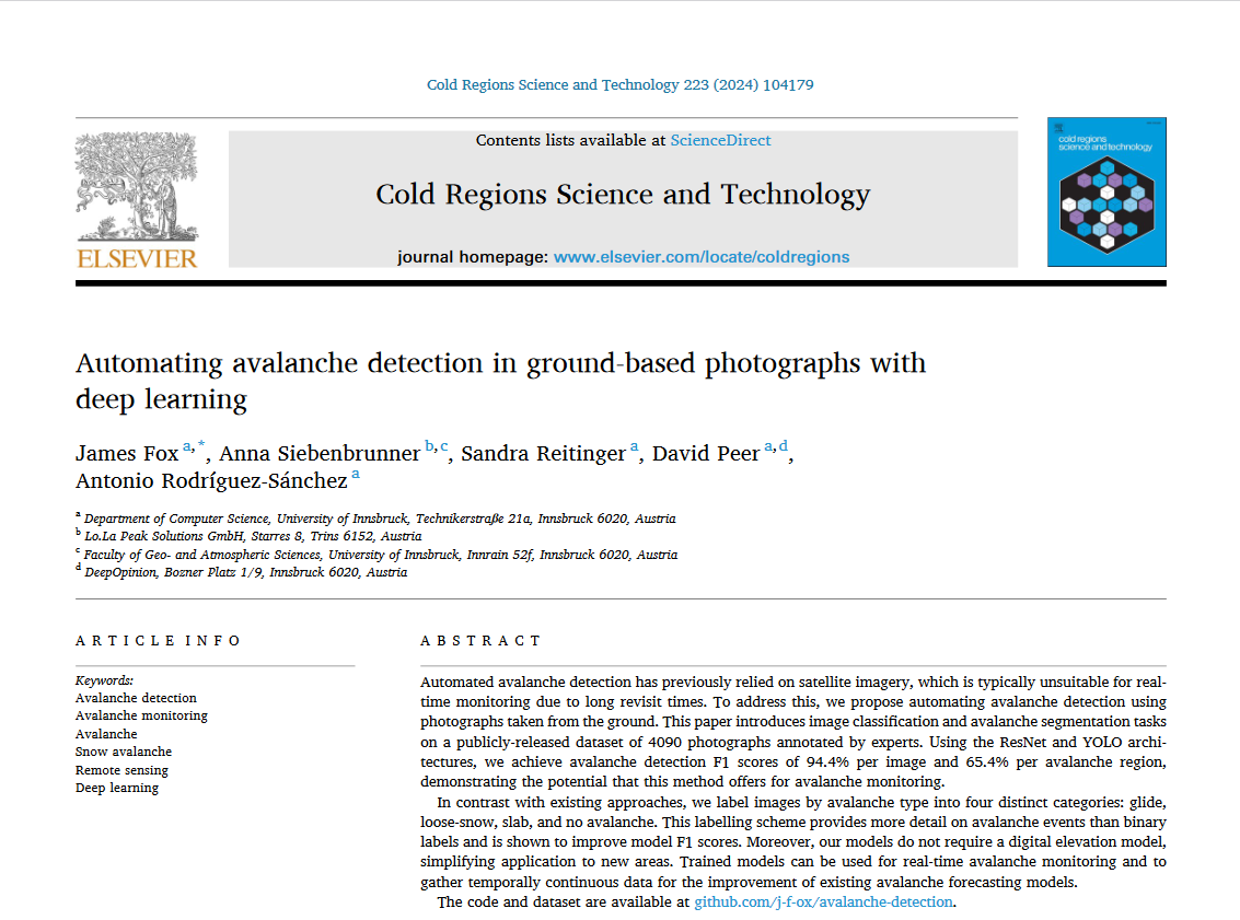 Screenshot Paper CADS | © Cold Regions Science and Technology